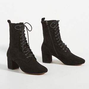 Anthropologie Silent D Black Cindley Suede Calf Boots Size 37